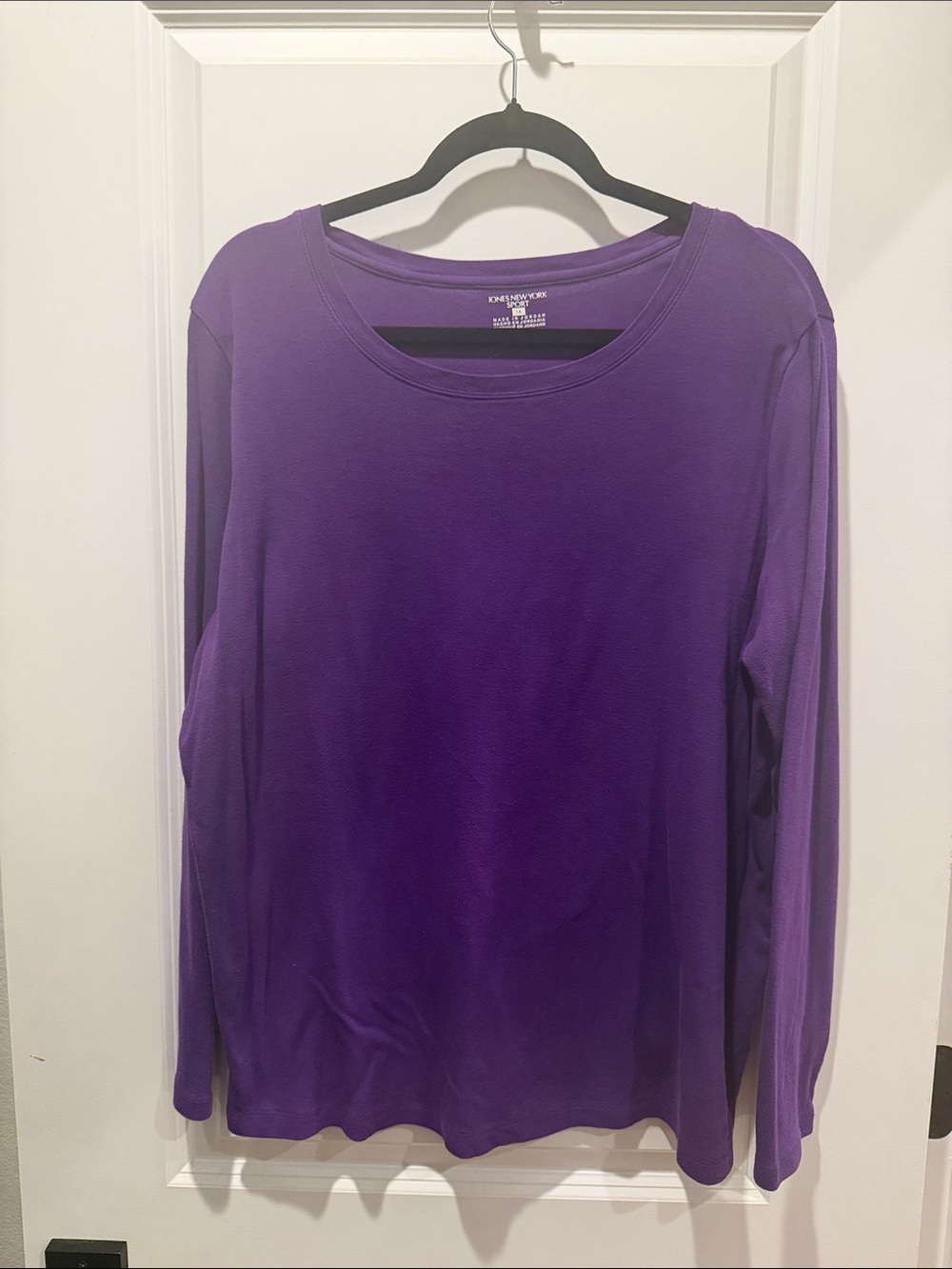 Jones New York Long Sleeve Crewneck Top - Purple